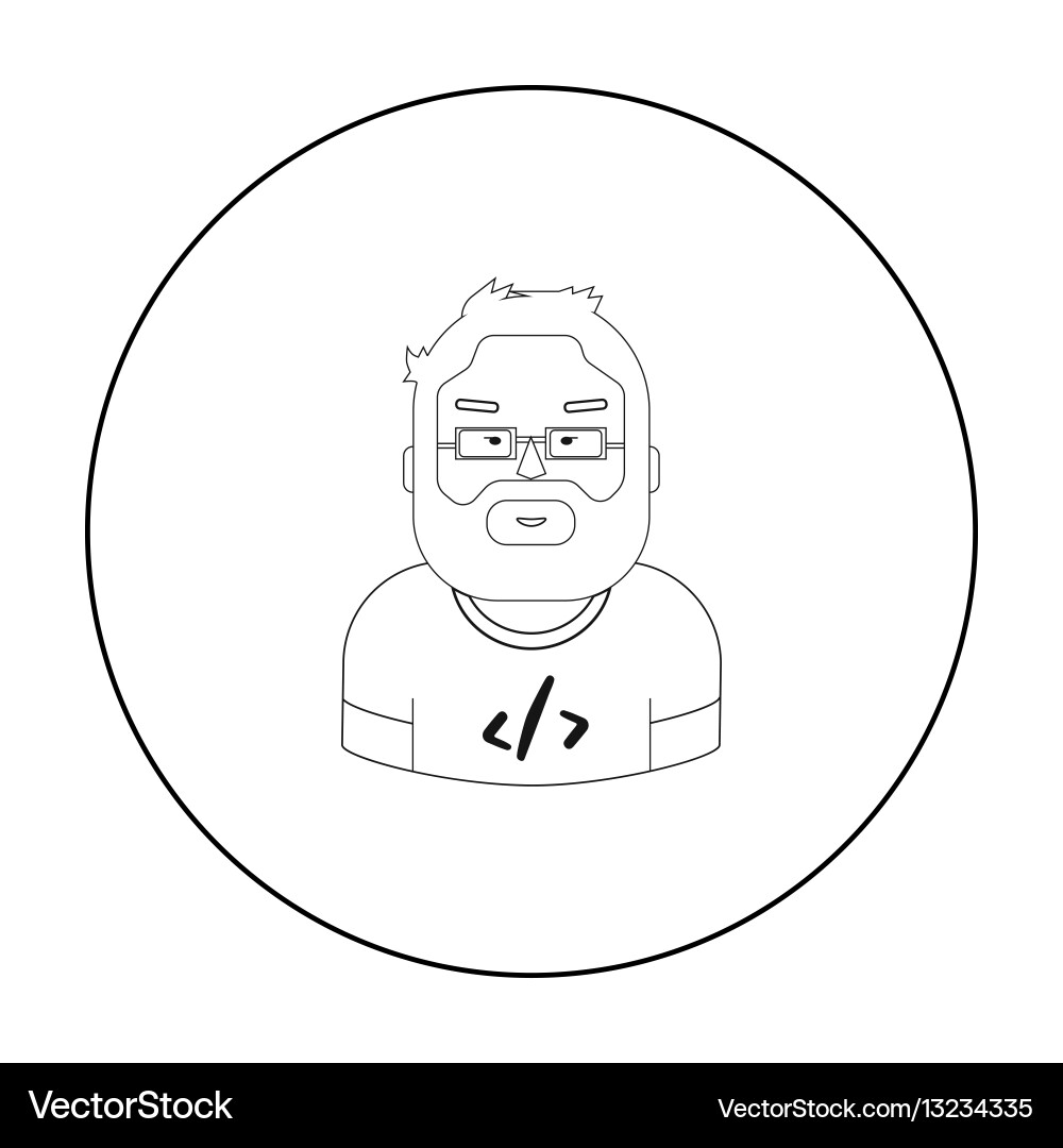 Programmer icon in outline style isolated on white vector image