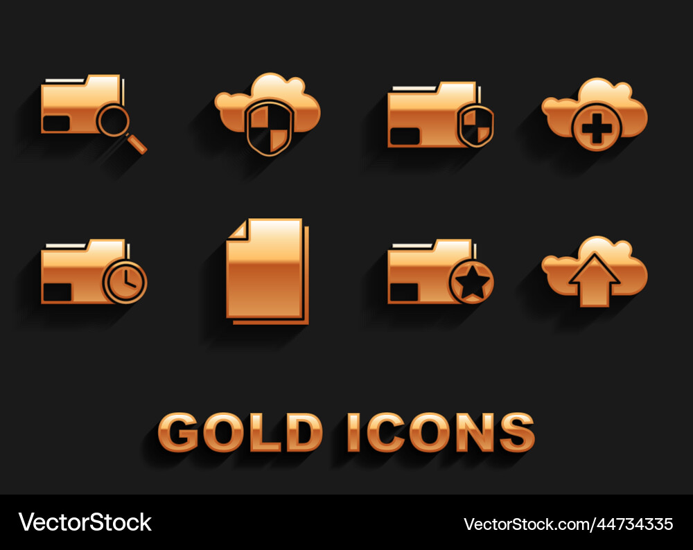 Set document add cloud upload folder Set document add cloud upload folder vector image