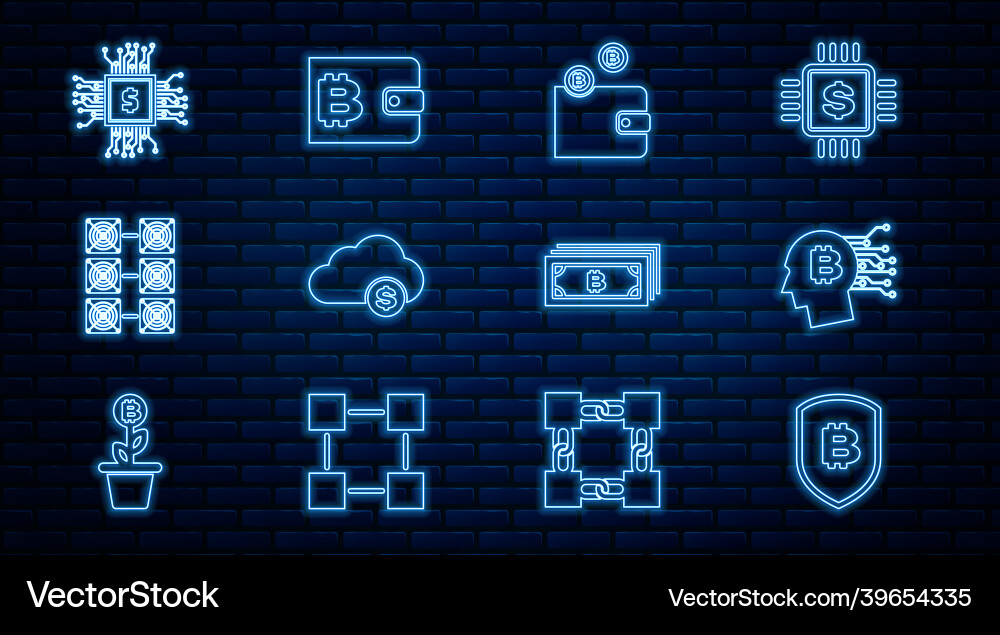 Set line shield with bitcoin think Set line shield with bitcoin think vector image