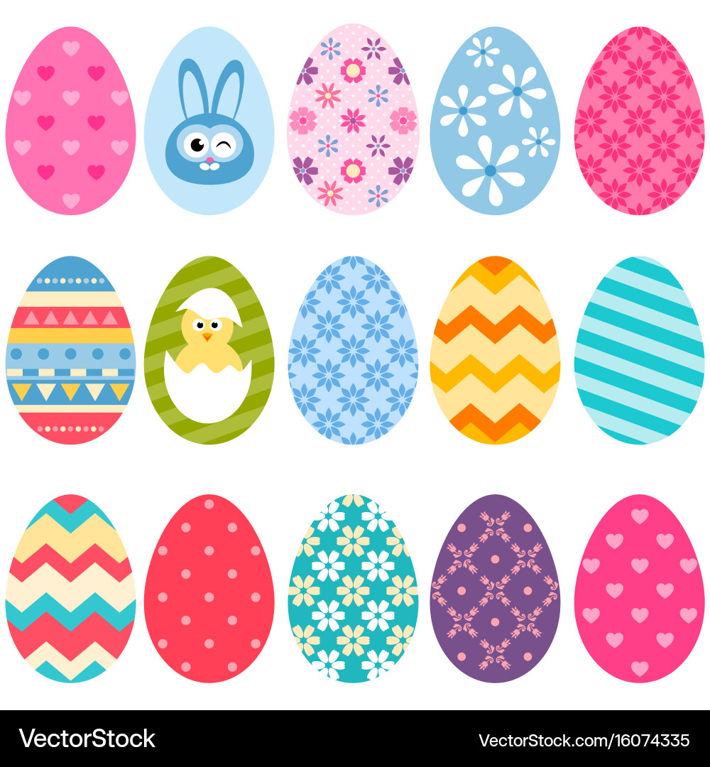 Set of colorful easter eggs icons vector image
