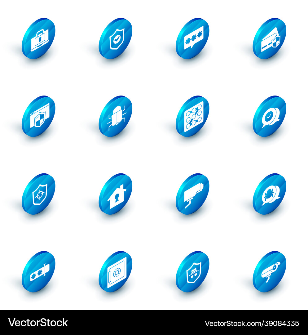 Set shield with check mark password protection Set shield with check mark password protection vector image