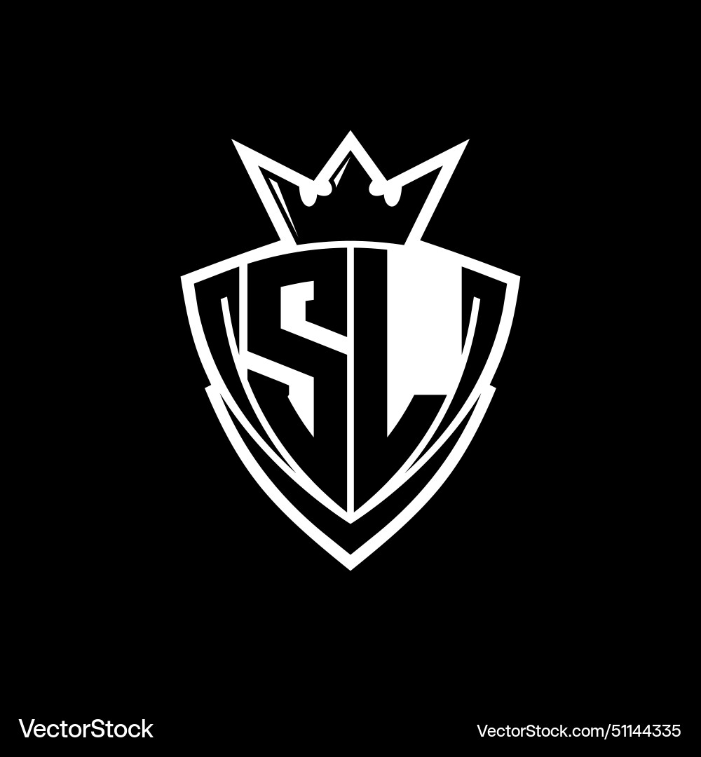 Sl letter logo with sharp triangle shield shape Vector Image