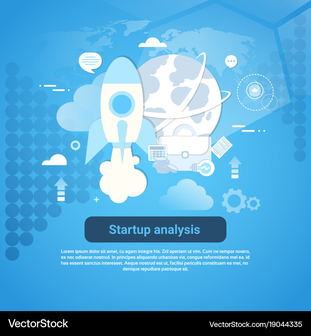 Startup analysis concept web banner with copy vector image