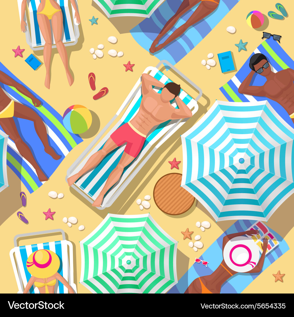 Summer Beach Scene (5654335) – Royalty-Free Vector | VectorStock