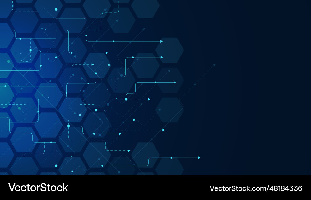 Abstract connect dots and lines with hexagons Vector Image