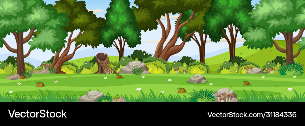 Background scene with many trees in park Background scene with many trees in park vector image