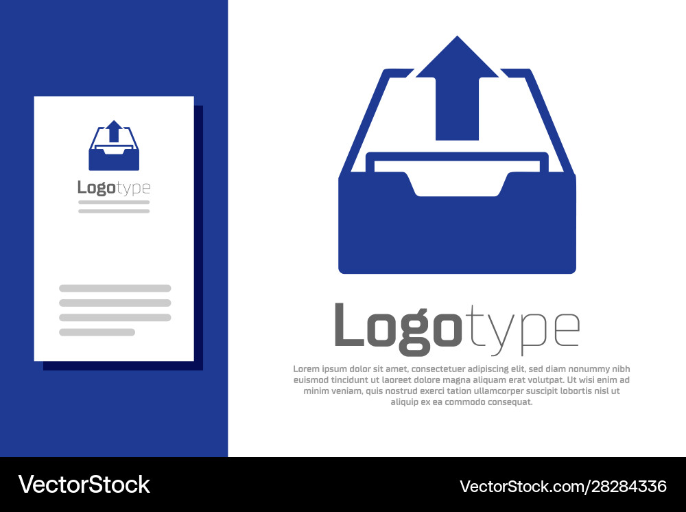 Blue upload inbox icon isolated on white vector image