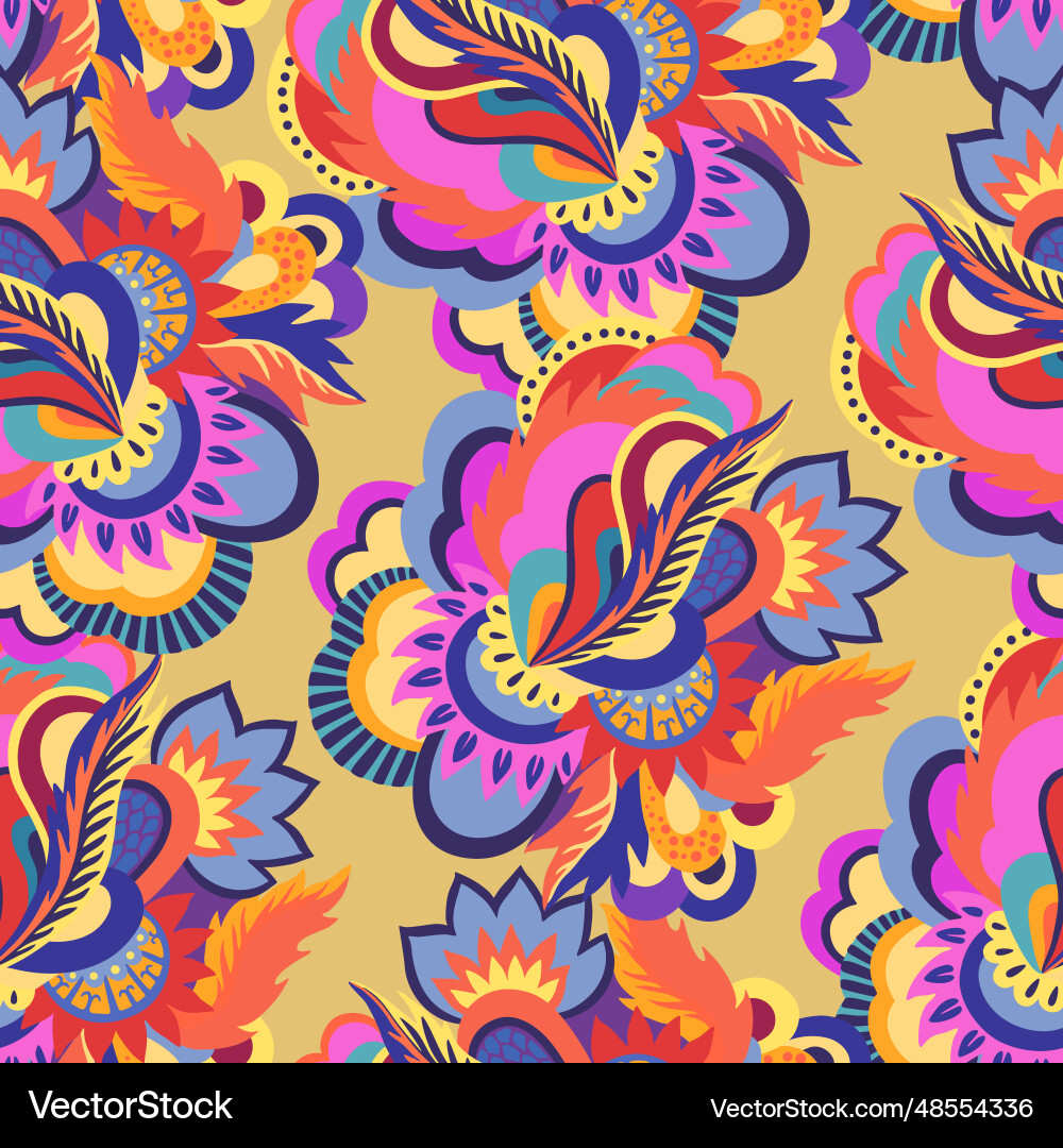 Bright seamless psychedelic pattern with abstract Vector Image