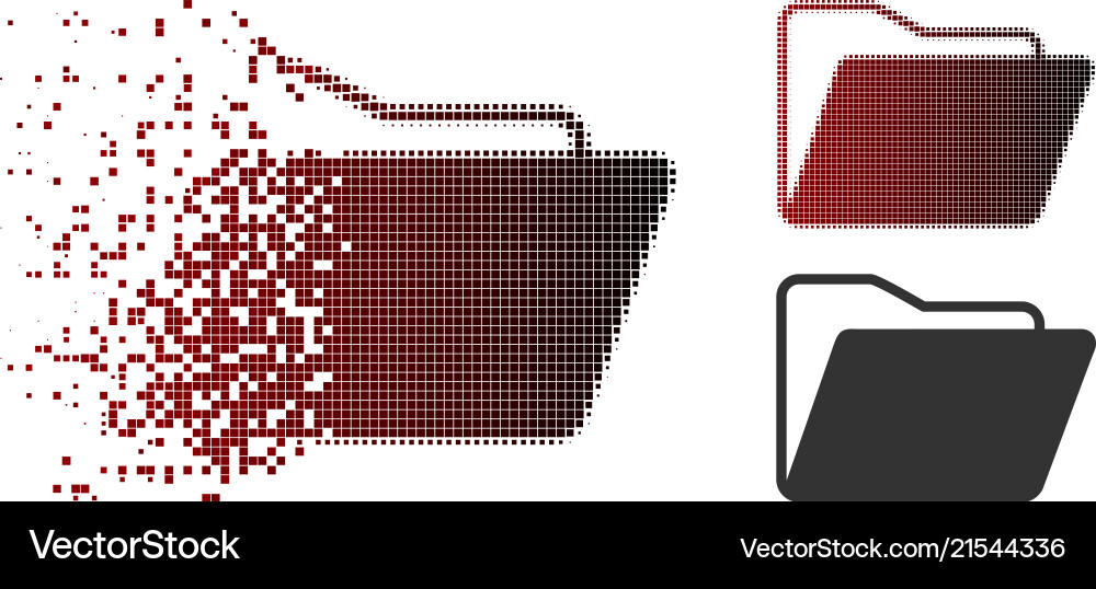 Dust pixel halftone open folder icon Dust pixel halftone open folder icon vector image
