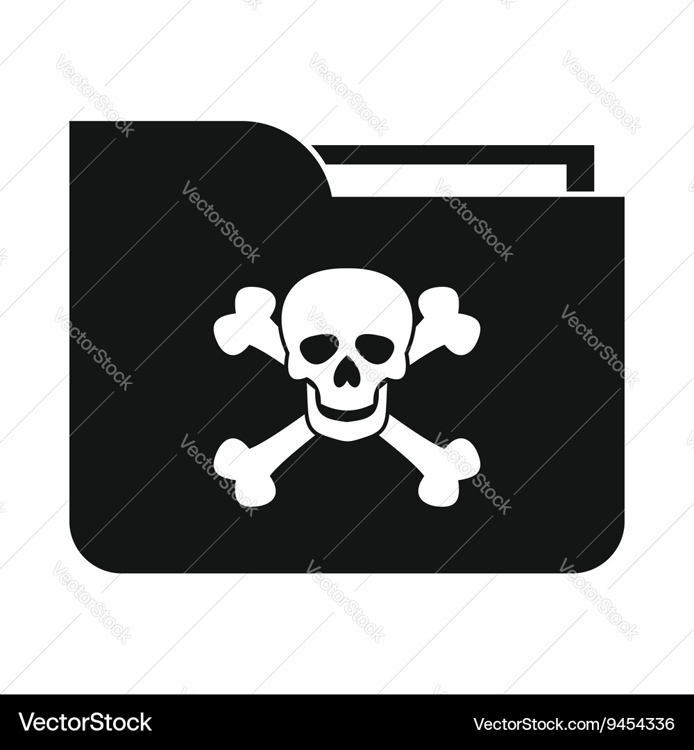 File folder with a skull icon simple style vector image
