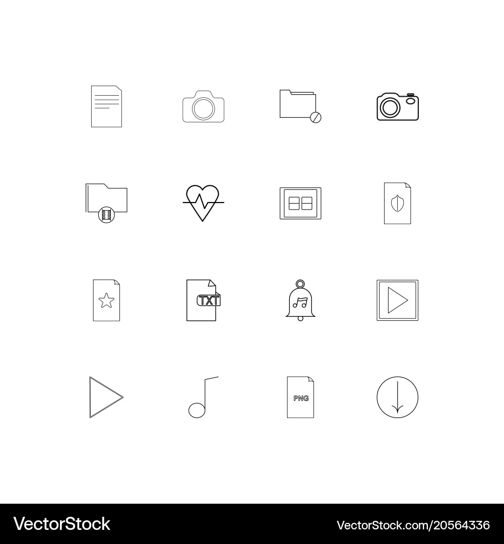 Files and folders sign simple linear icons set Vector Image