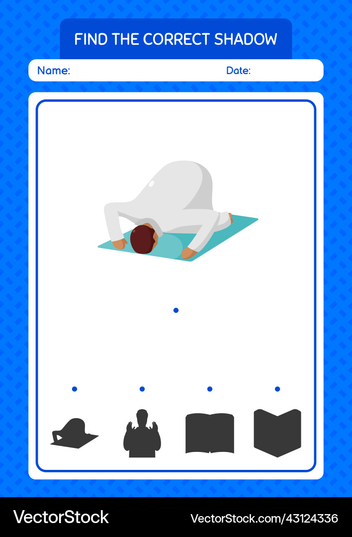 Find the correct shadows game with praying Find the correct shadows game with praying Vector Image