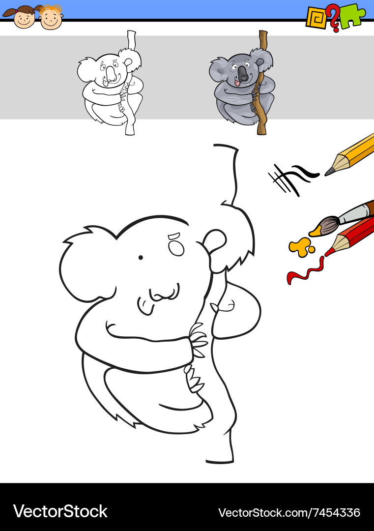 Finish and color task with koala Vector Image