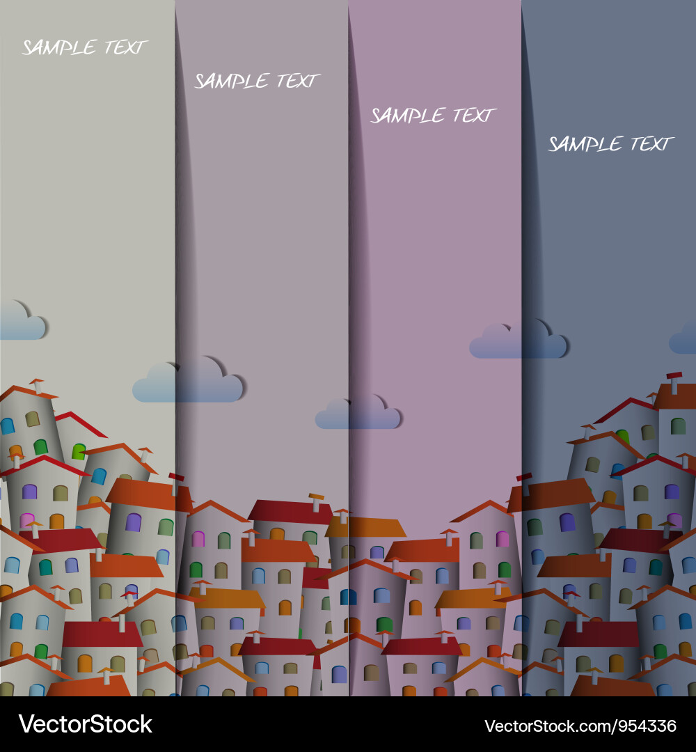 Layout design with colorful town Vector Image
