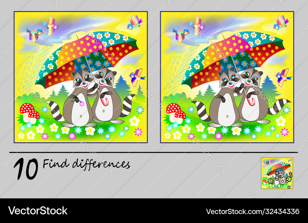 Logic puzzle game for children need to find 10 Vector Image