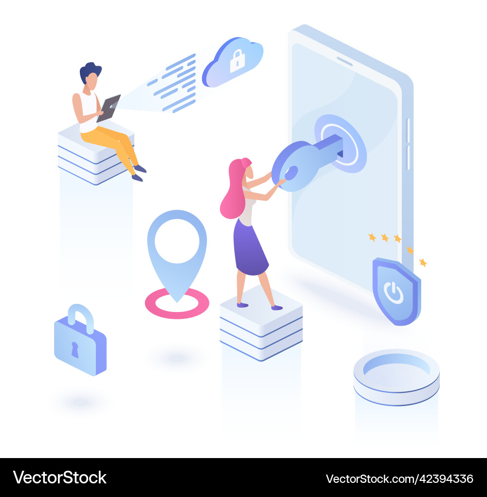 Mobile security data protection technology Vector Image