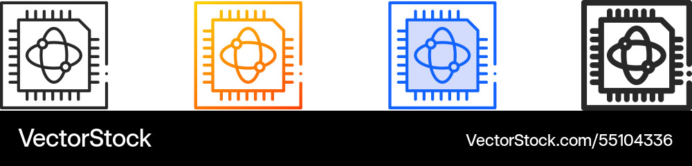Quantum computing iconthin linear gradient blue vector image