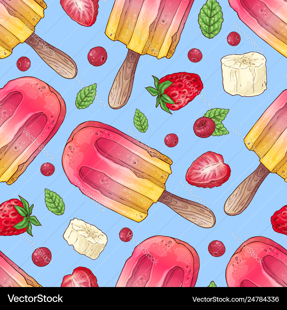 Raspberry Ice Cream Pattern vector image