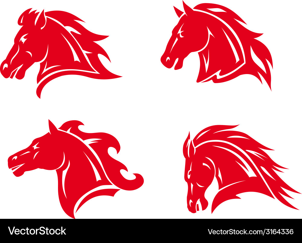 Red Horse Head Mascots & Tattoos vector image