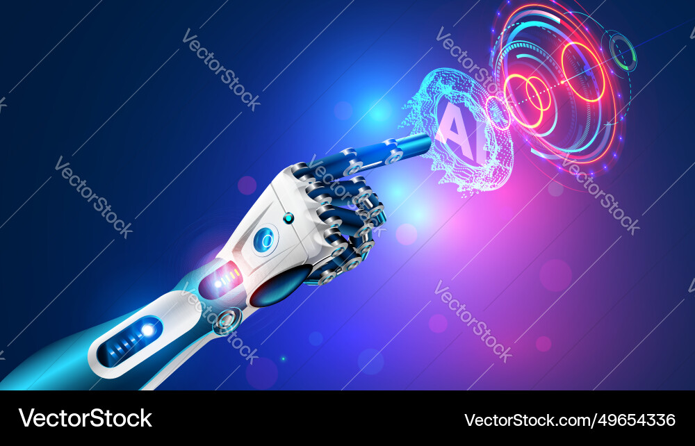 Robot Arm with AI Interface vector image