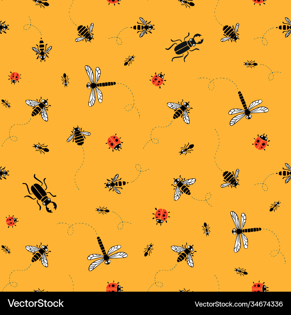 Seamless pattern with insects Seamless pattern with insects Vector Image