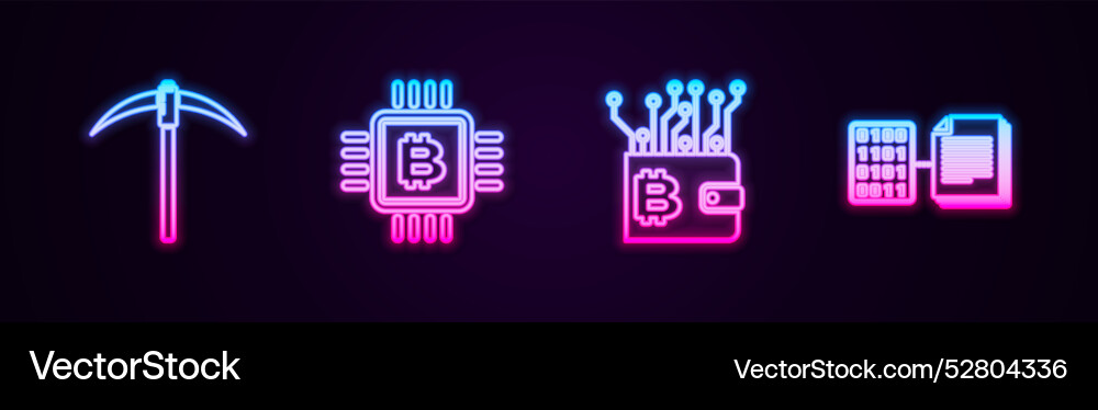 Set line pickaxe cpu mining farm cryptocurrency Set line pickaxe cpu mining farm cryptocurrency vector image