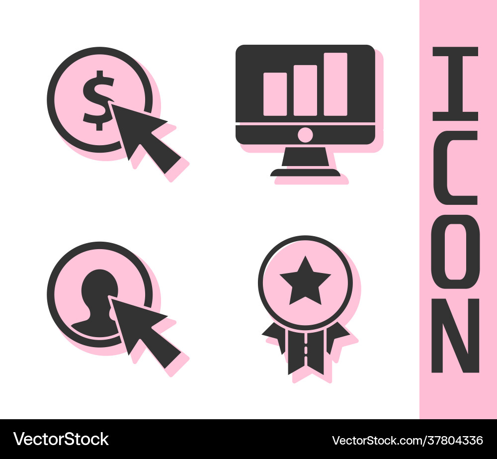 Set medal with star cursor and coin user man Set medal with star cursor and coin user man vector image