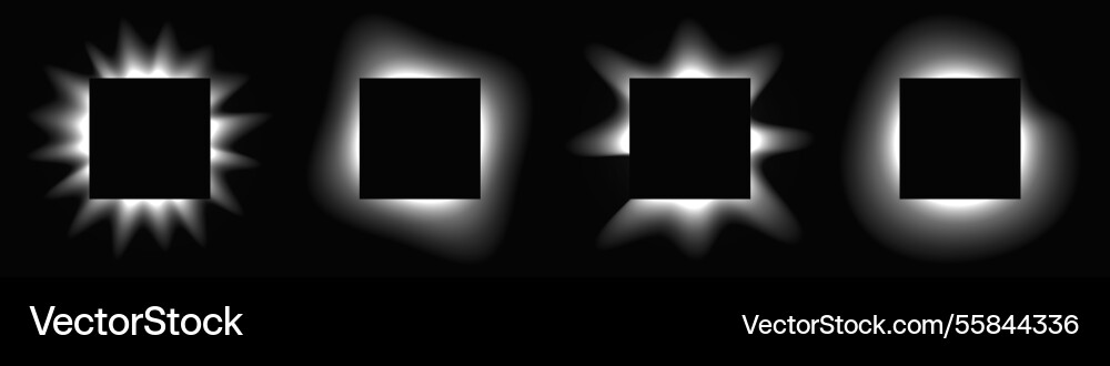 Set of square illuminate light frames Set of square illuminate light frames Vector Image