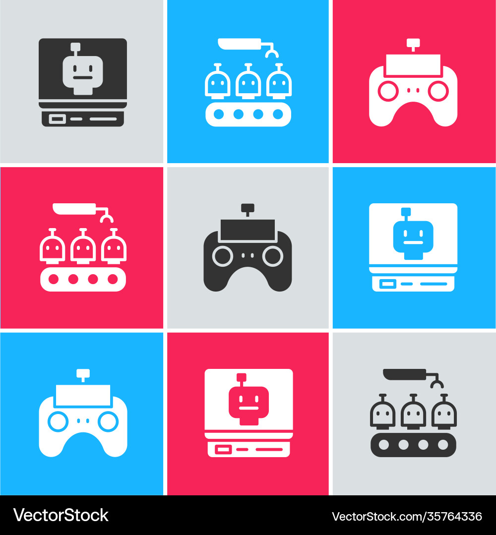 Set robot industrial production robots Set robot industrial production robots vector image