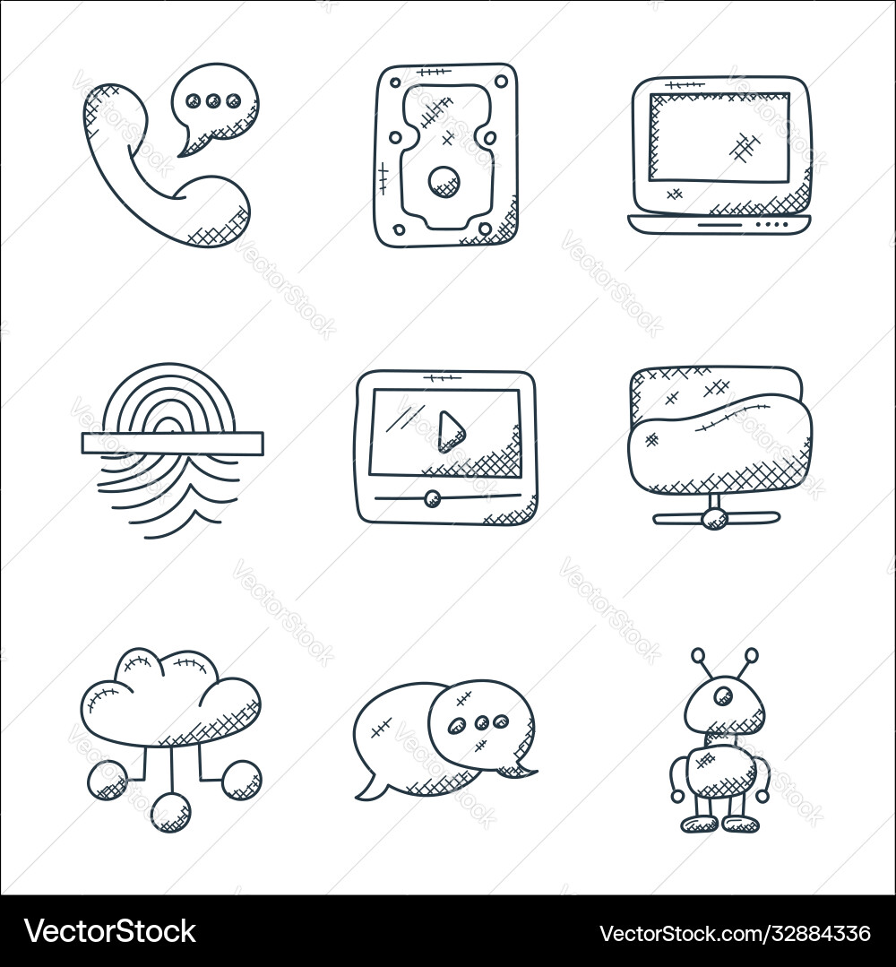 Technology line icons linear set quality Technology line icons linear set quality vector image