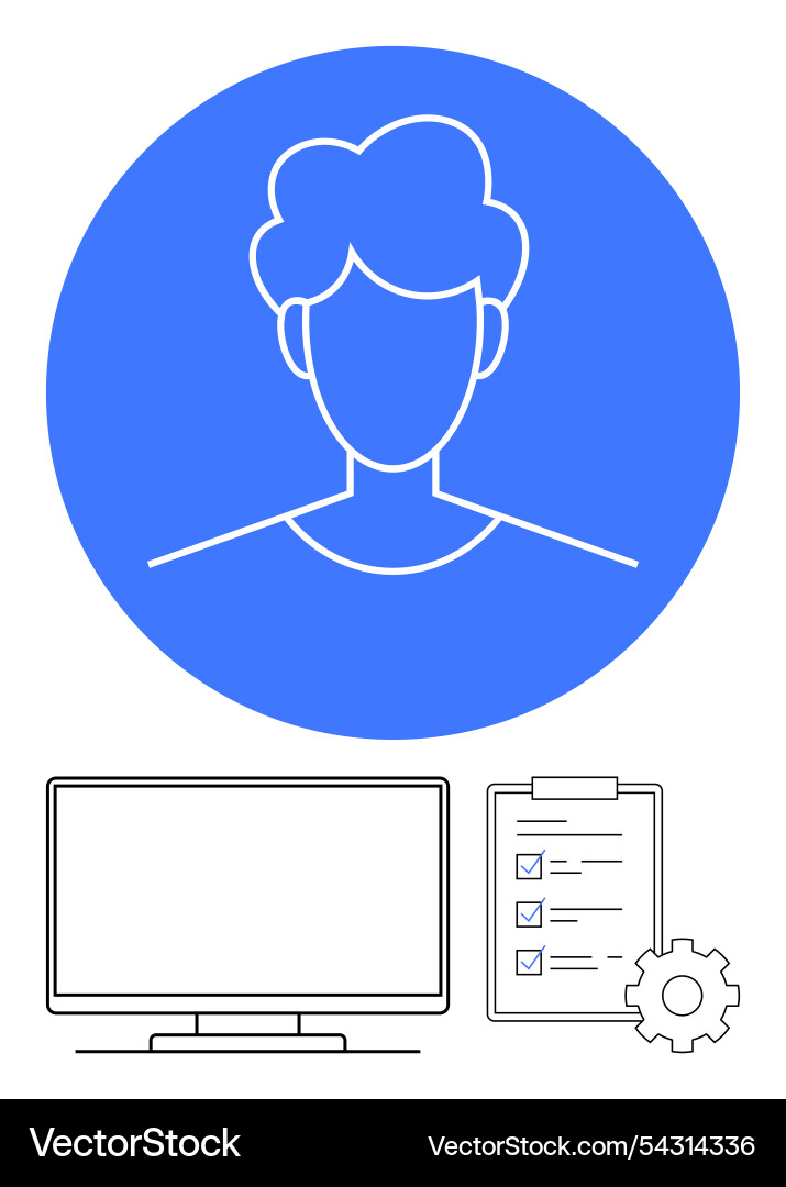 User profile icon with computer monitor checklist User profile icon with computer monitor checklist vector image