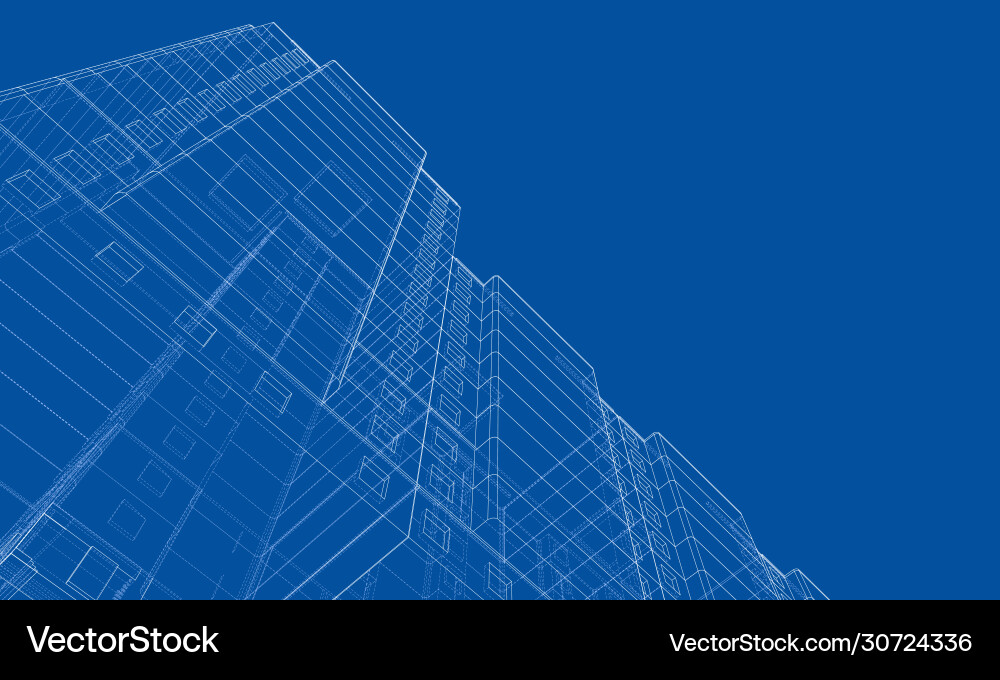 Wire-frame model a multi-storey building Vector Image