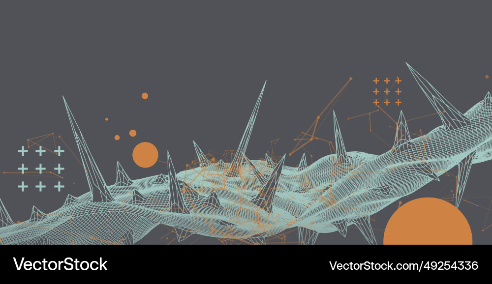 Wireframe science background with plexus effect vector image