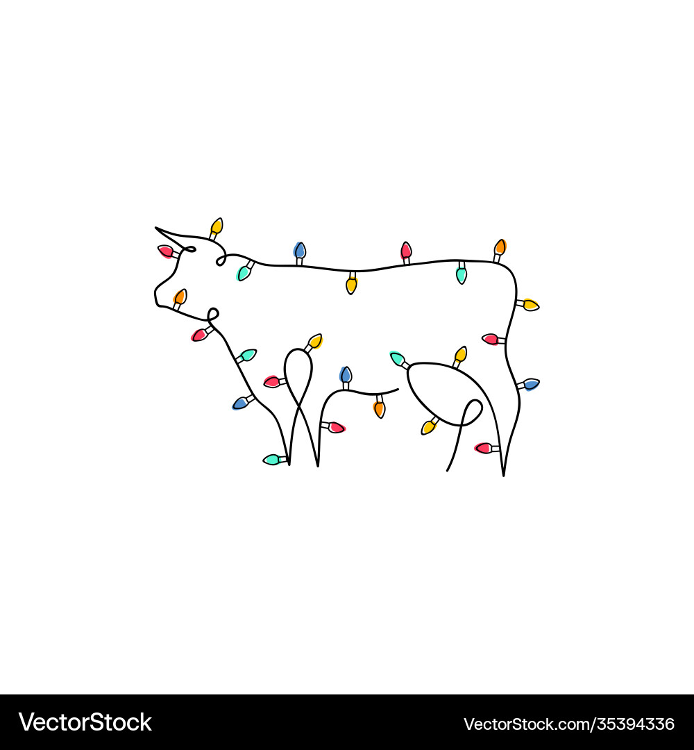 Year bull one line garland design Year bull one line garland design vector image