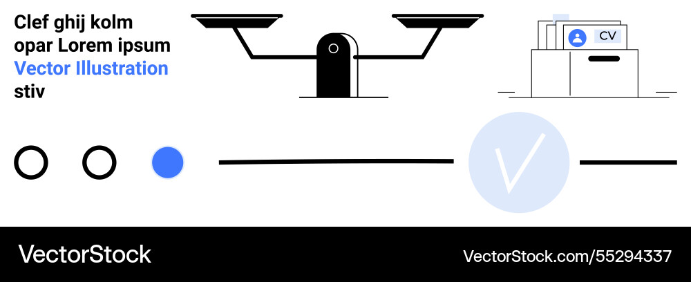 Balanced scale and file box with cv documents Balanced scale and file box with cv documents vector image