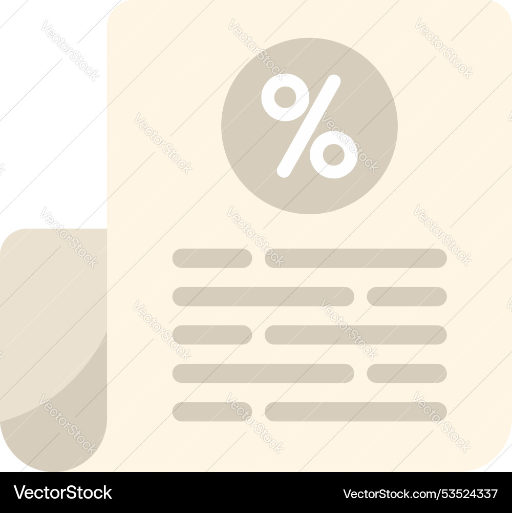 Beige paper invoice with percentage sign showing Beige paper invoice with percentage sign showing vector image