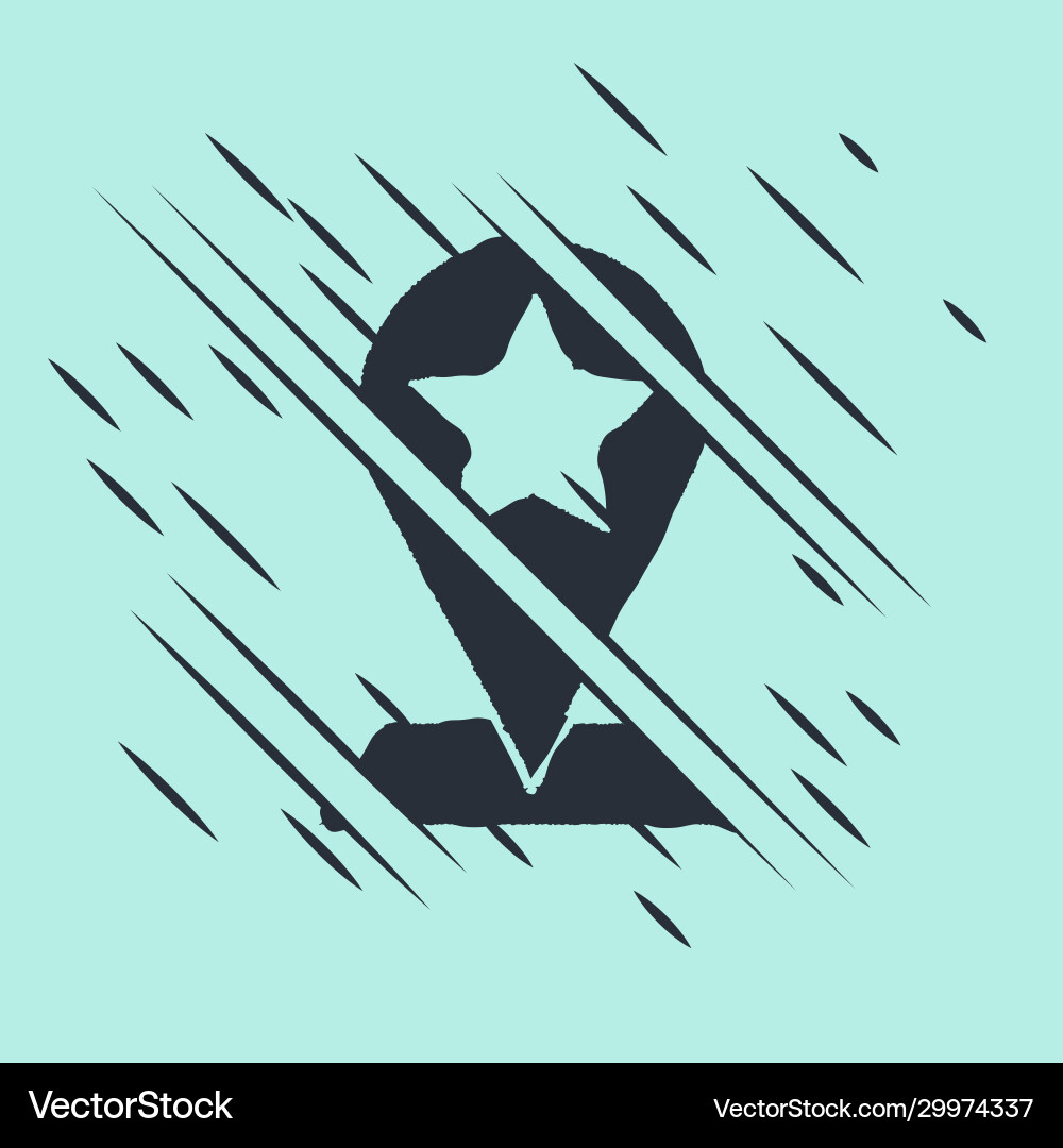 Black map pointer with star icon isolated on green Black map pointer with star icon isolated on green vector image