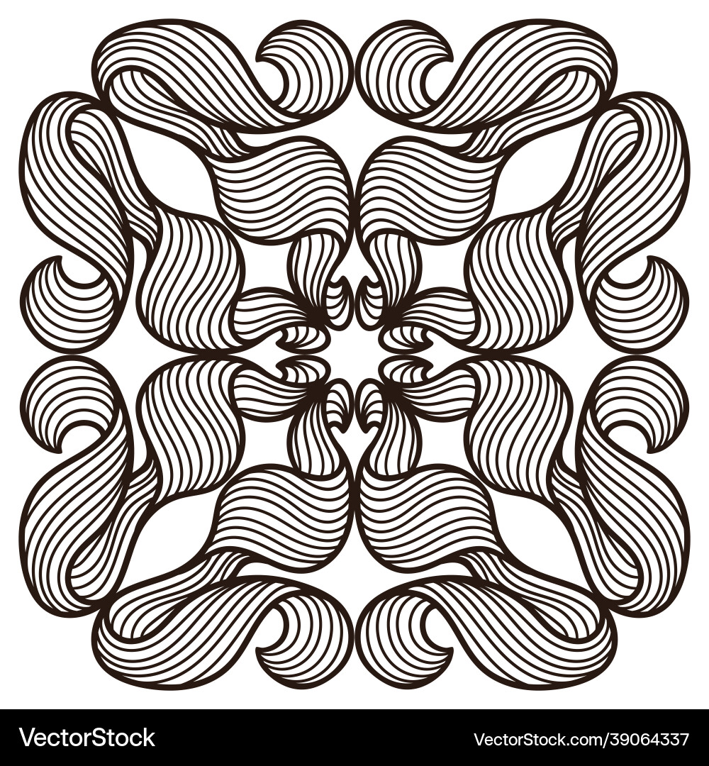 Ceramic tile pattern with wave line curls Ceramic tile pattern with wave line curls vector image