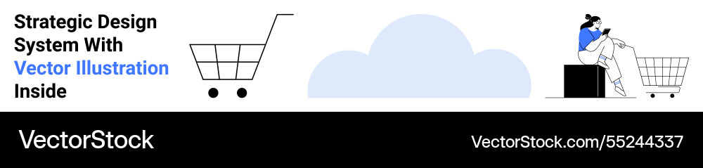 Cloud-based shopping concept with empty carts Cloud-based shopping concept with empty carts Vector Image