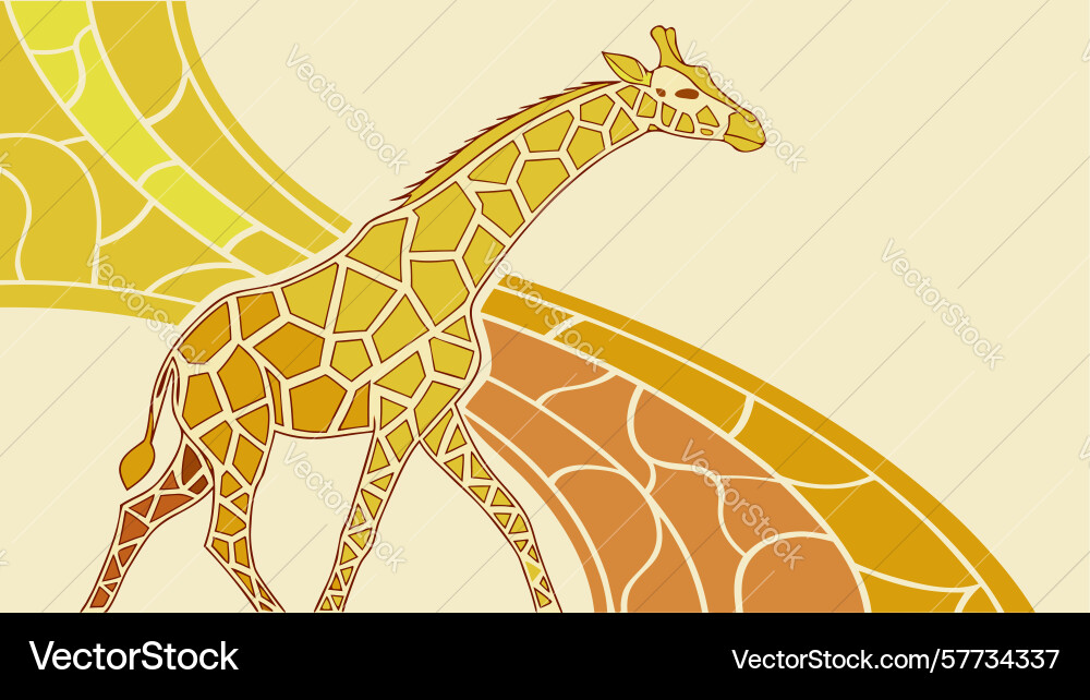 Golden giraffe with geometric patterns abstract vector image