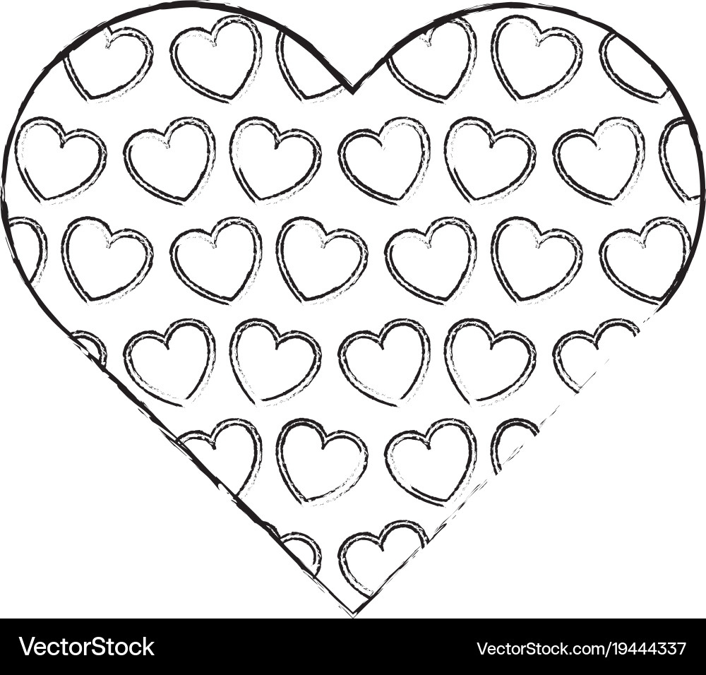 Heart frame with hearts pattern background Vector Image