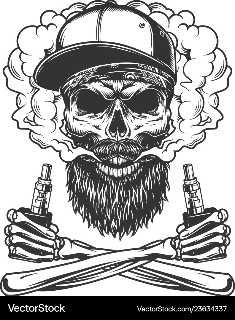 Hipster Skull with Vaporizers Vector Image