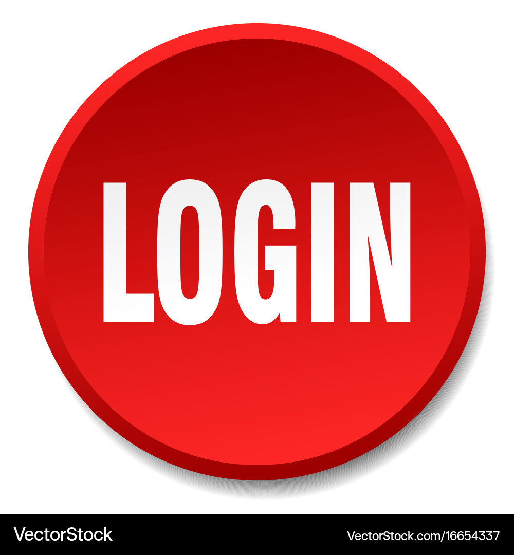 Login red round flat isolated push button vector image