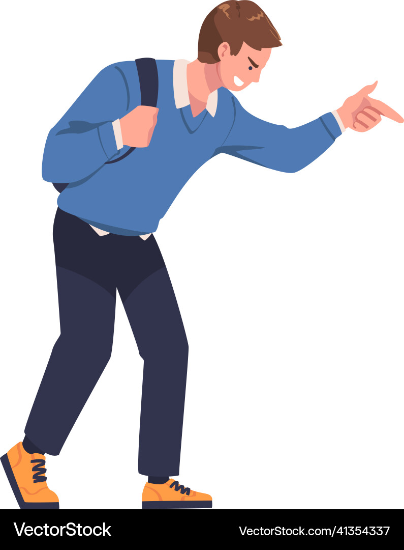 Man aggressor pointing finger abusing Man aggressor pointing finger abusing vector image