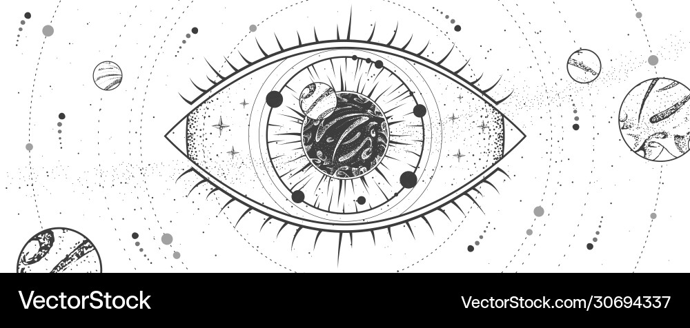 Modern magic witchcraft card with solar system Modern magic witchcraft card with solar system vector image
