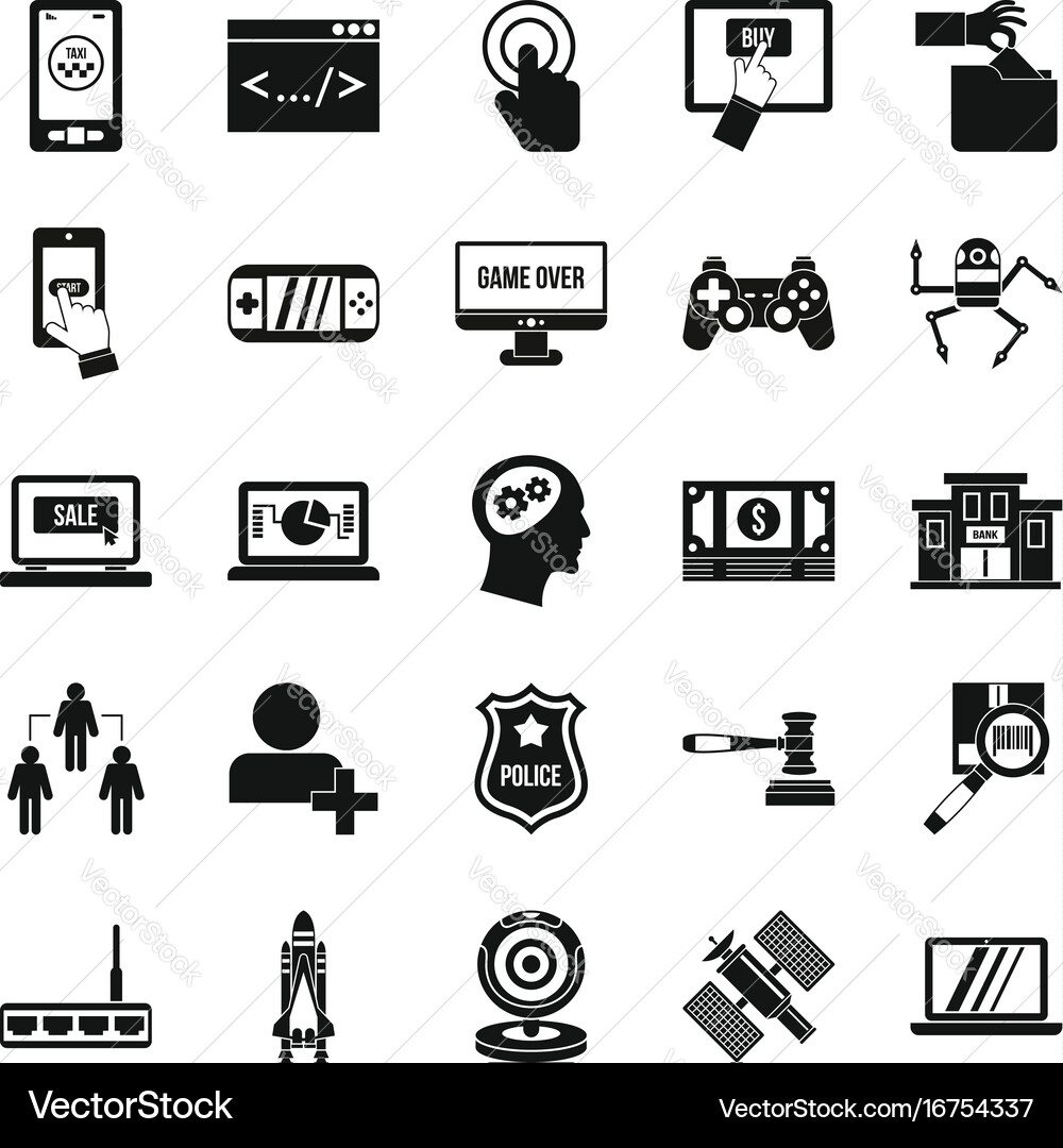 Protocol icons set simple style vector image