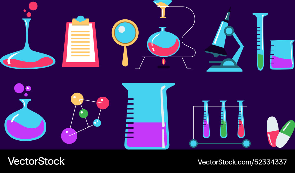 Science lab objects collection vector image