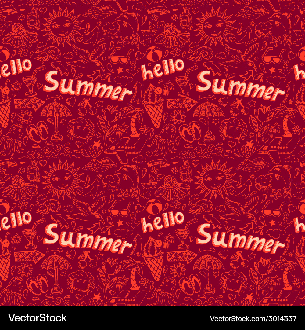 Seamless pattern with sketch drawing summer vector image