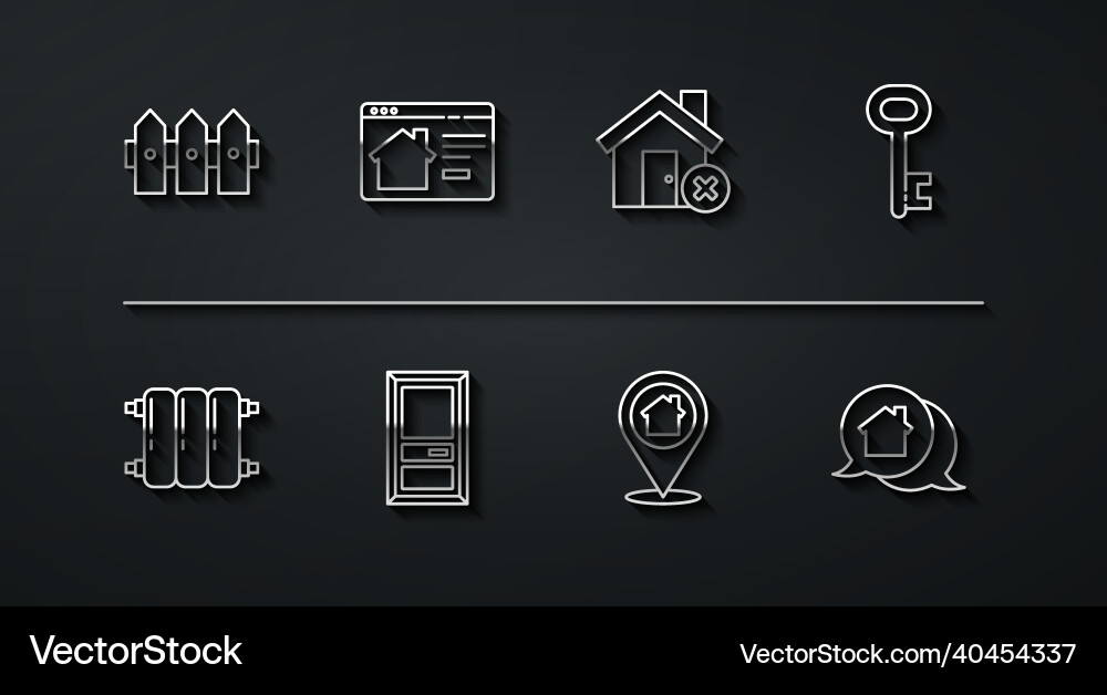 Set line garden fence wooden heating radiator Vector Image