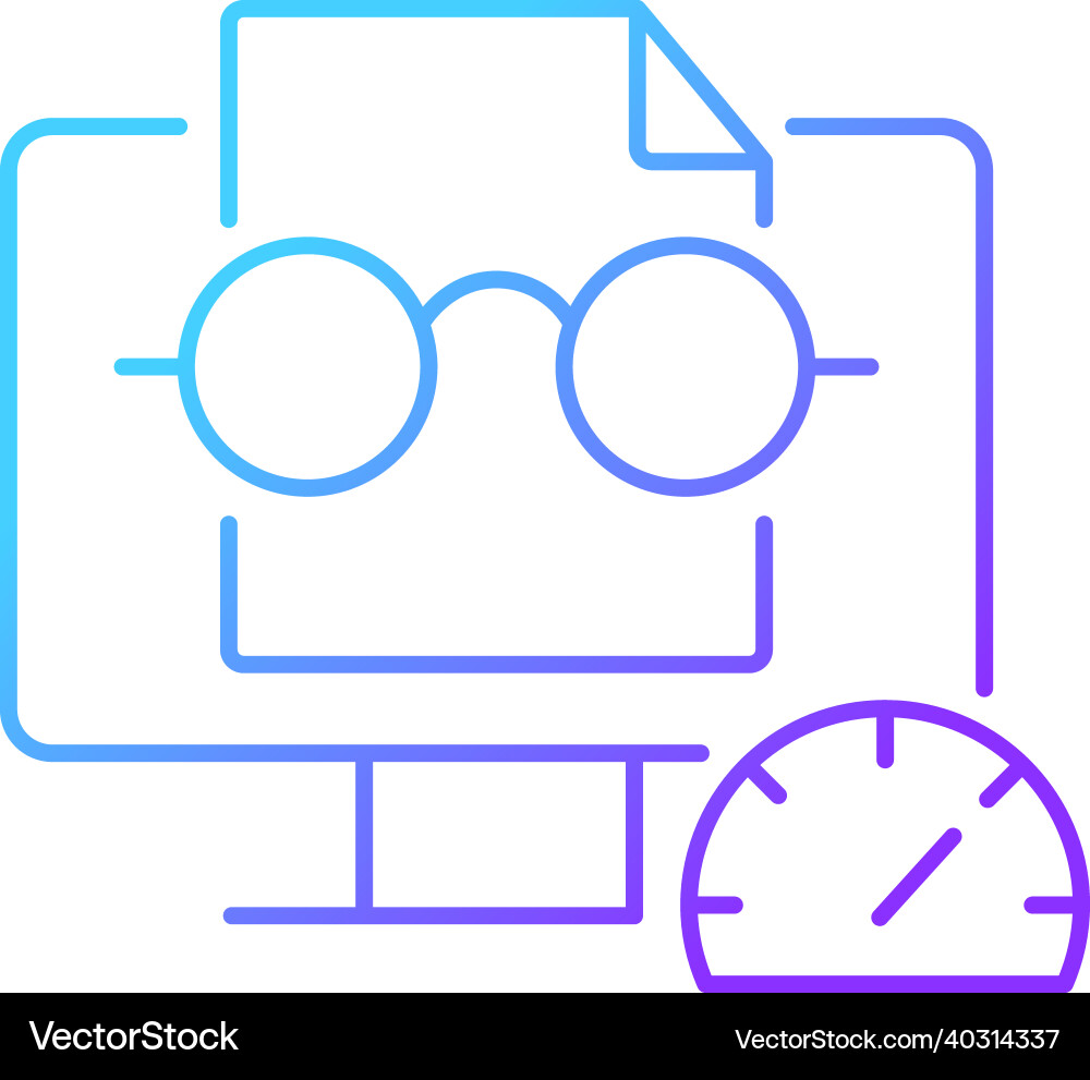 Speed reading gradient linear icon Speed reading gradient linear icon vector image